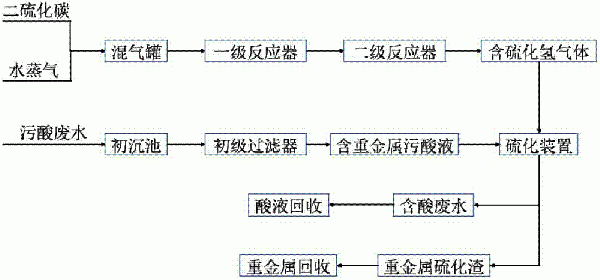 利用二硫化碳水解制硫化氫處理污酸中重金屬的方法與流程