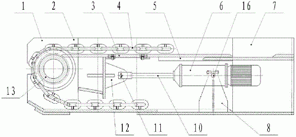 用于刮板輸送機(jī)刮板鏈自動調(diào)節(jié)松緊的機(jī)尾