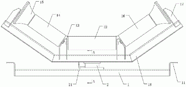 帶式輸送機長距離受料區(qū)用的可調(diào)心緩沖床