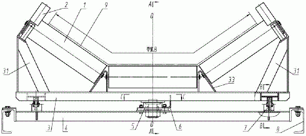 帶式輸送機自動調(diào)偏結(jié)構(gòu)