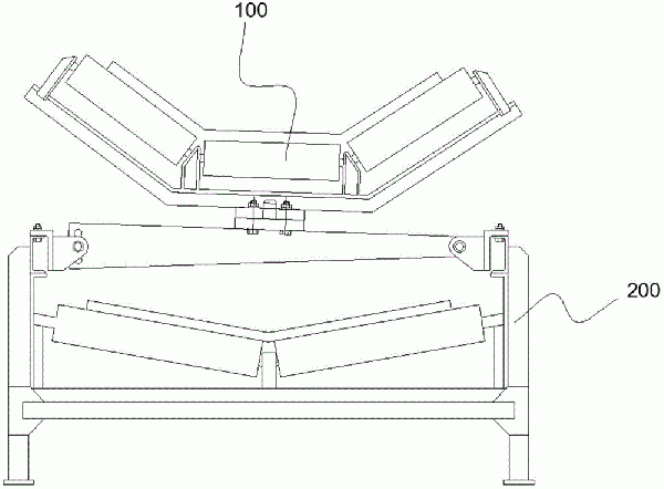 平面轉(zhuǎn)彎帶式輸送機(jī)用可調(diào)上托輥架