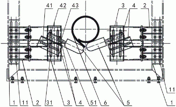 管狀帶式輸送機(jī)的輸送帶擋輥安裝機(jī)構(gòu)