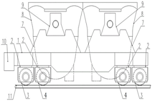 能爬坡轉(zhuǎn)彎雙鋼包高溫鉛液運(yùn)送電動軌道車總成