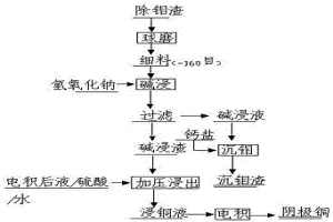 從鎢冶煉除鉬渣中回收鉬和銅的方法