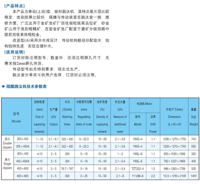 旁動(dòng)型隔膜跳汰機(jī)