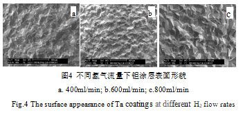 不同氫氣流量下鉭涂層表面形貌