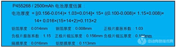 電池厚度估算