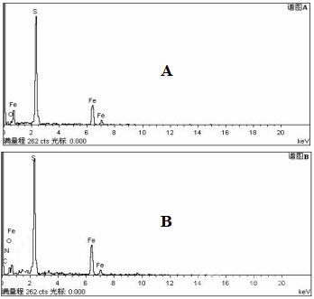 吸附氫氰根前后黃鐵礦顆粒的EDS能譜