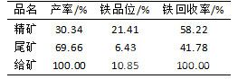 弱磁選實驗結(jié)果