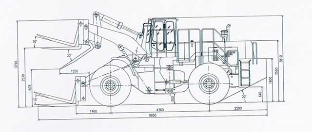 32噸礦山叉車(chē)外形尺寸圖