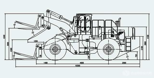 45噸礦山叉車外形尺寸圖