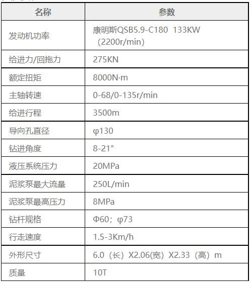 FDP-25型非開挖定向鉆機參數(shù)