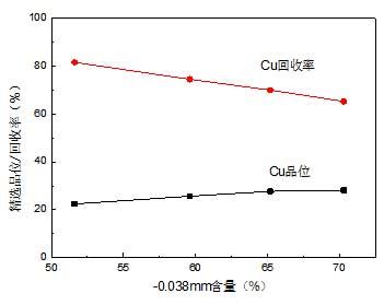 再磨細(xì)度對銅精選效果的影響