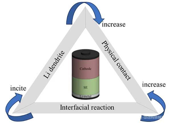 界面反應、鋰枝晶以及固態(tài)電解質與鋰金屬陽極之間的界面物理接觸的關系