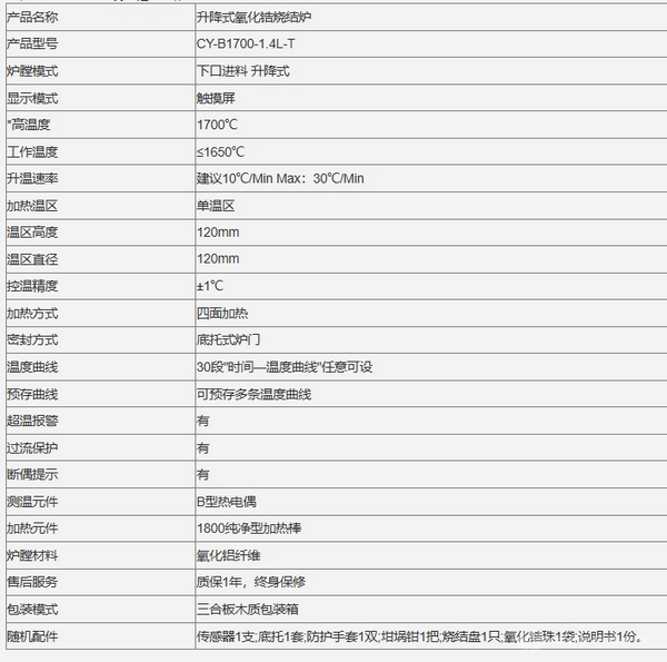 升降式氧化鋯燒結爐