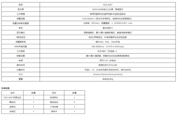 YZG-400T高檔型超聲波測(cè)厚儀