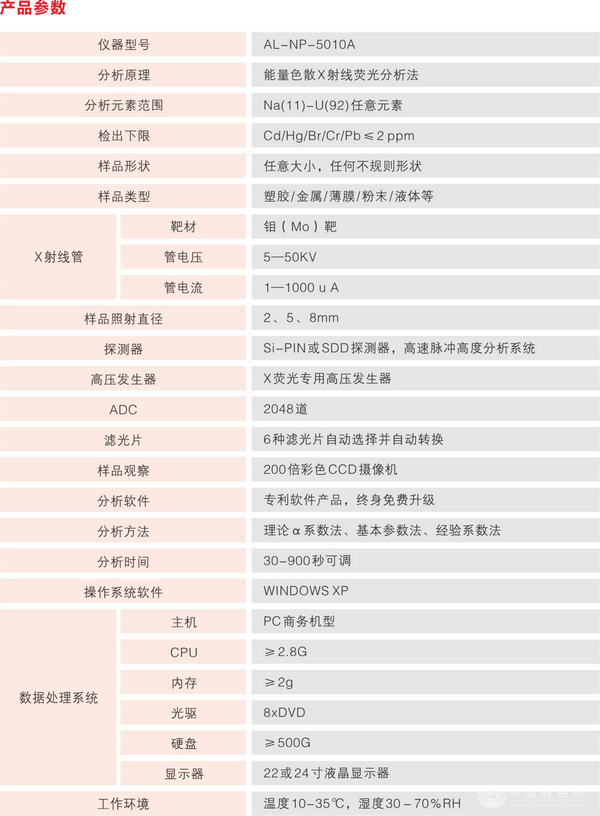 能量色散X射線熒光光譜儀(AL-NP-5010)